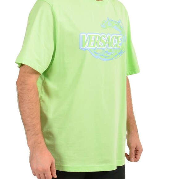 Versace Men's Mint & Blue Logo Print Short Sleeve T-Shirt US 4XL IT 60 - Picture 2 of 7